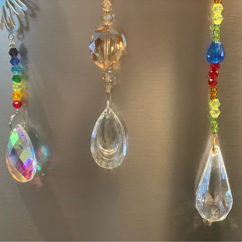 Set of 3 handmade glass beaded and metal Hummingbird Sun catchers - Picture 5 of 8
